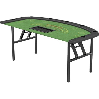 Soozier Poker Table Foldable, 72" Portable Casino Blackjack Table for 8 Players with Felt Surface, Cup Holders, Green Soozier Poker Table Foldable, 72" Portable Casino Blackjack Table for 8 Players with Felt Surface, Cup Holders, Green