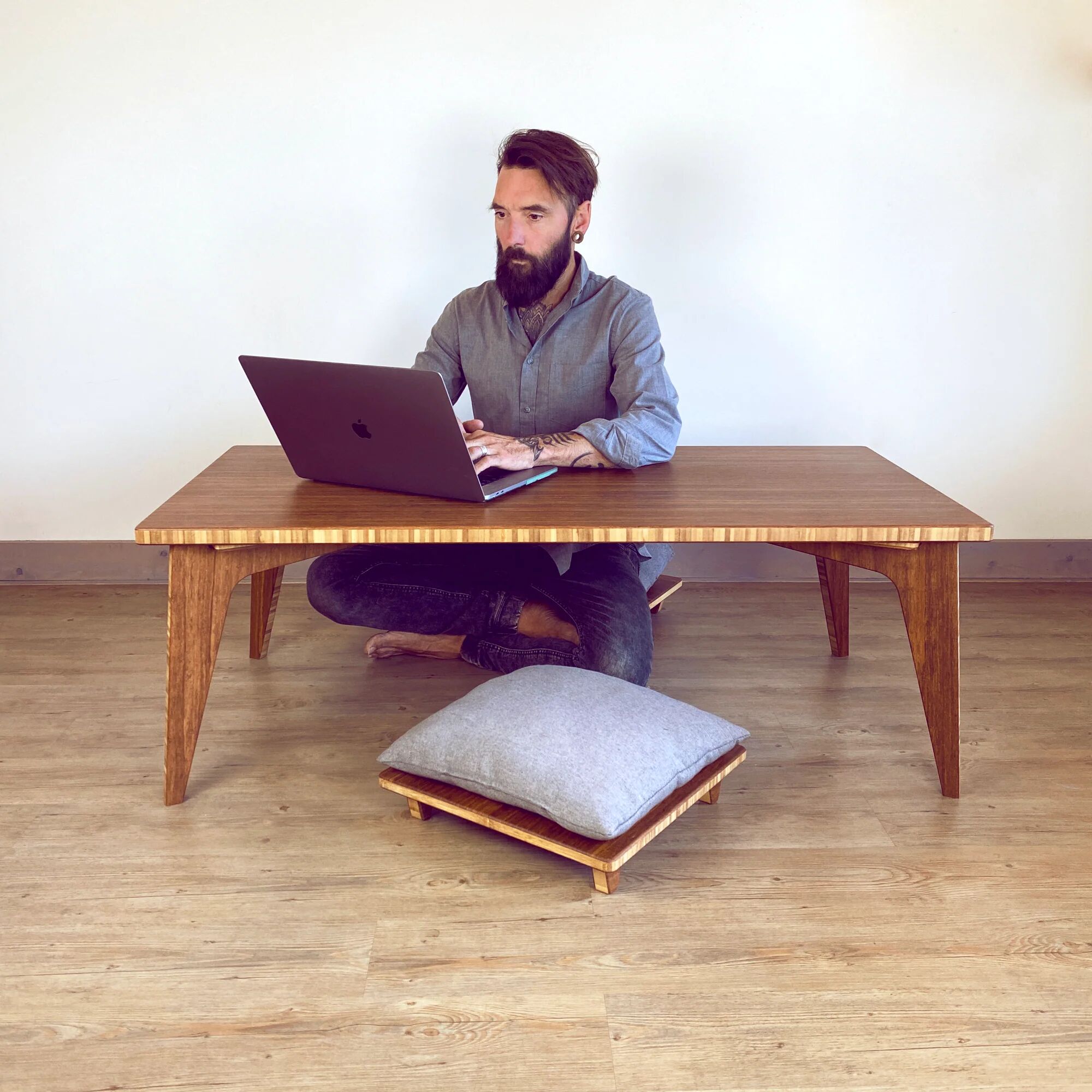 Reforest Design LOW Rectangle Coffee Table Set: Walnut Bamboo - Small