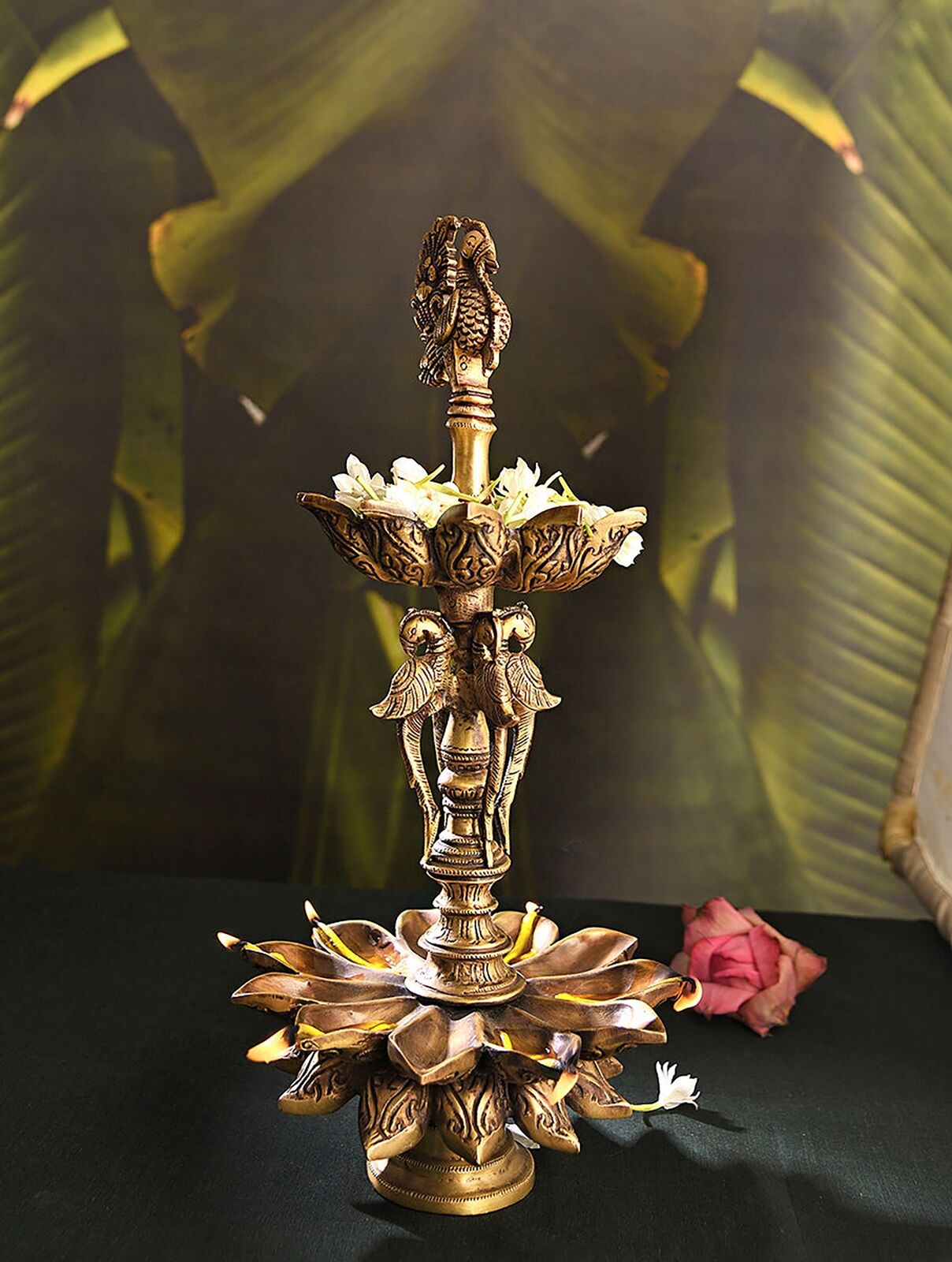 Jaypore Prachi Exports Brass Handcrafted Peacock Oil Lamp