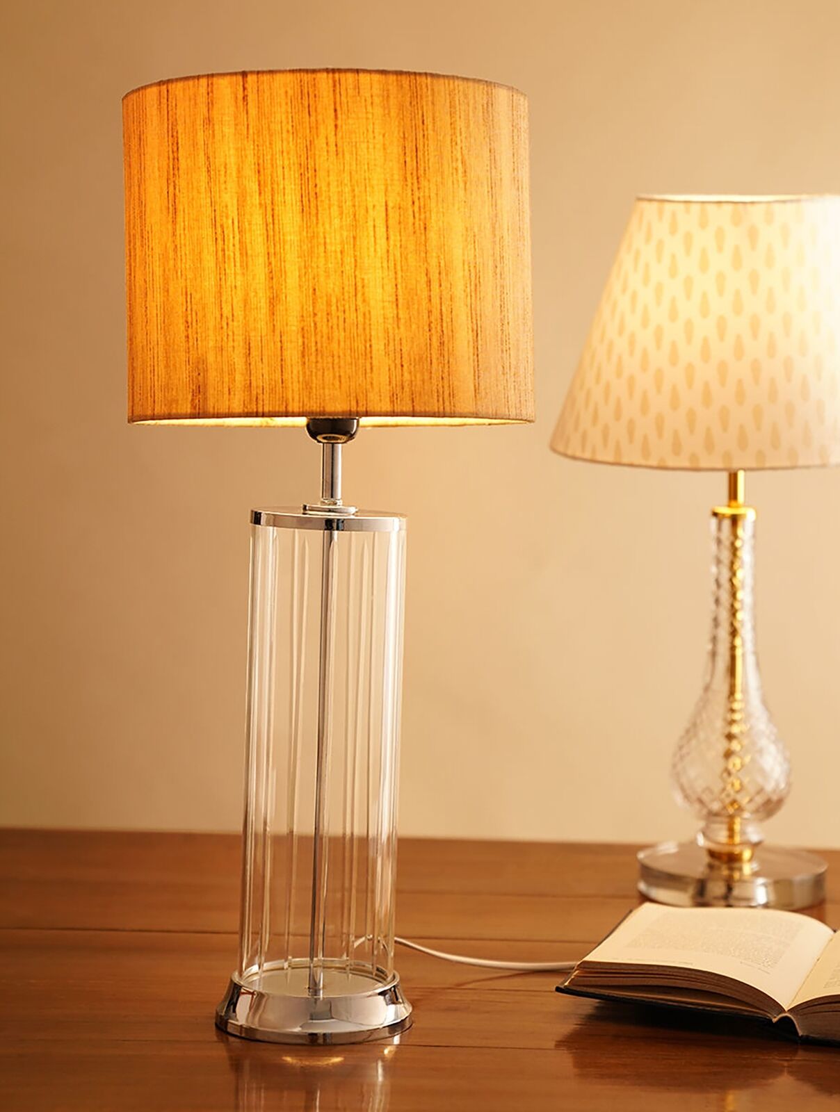 Jaypore Crystal Cut Glass And Metal Lamp Stand