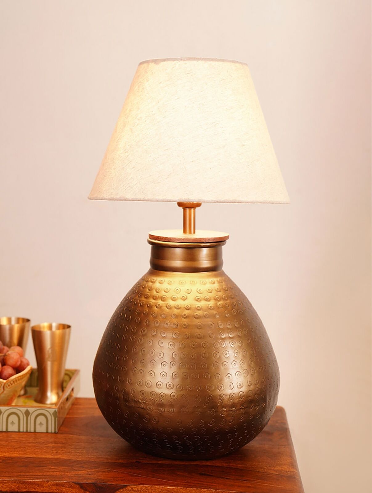 Jaypore Handcrafted Etched Lamp Stand