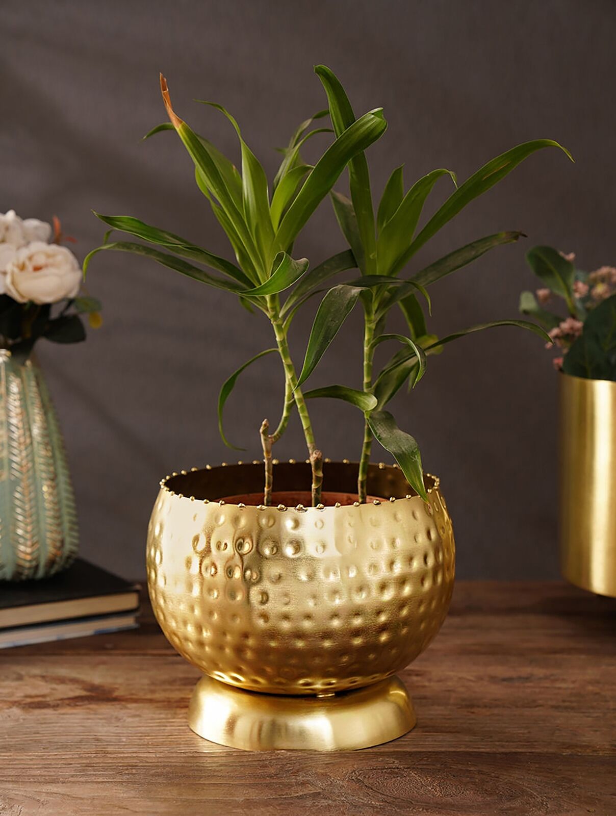 Jaypore Home Decor Antique Brass Planter