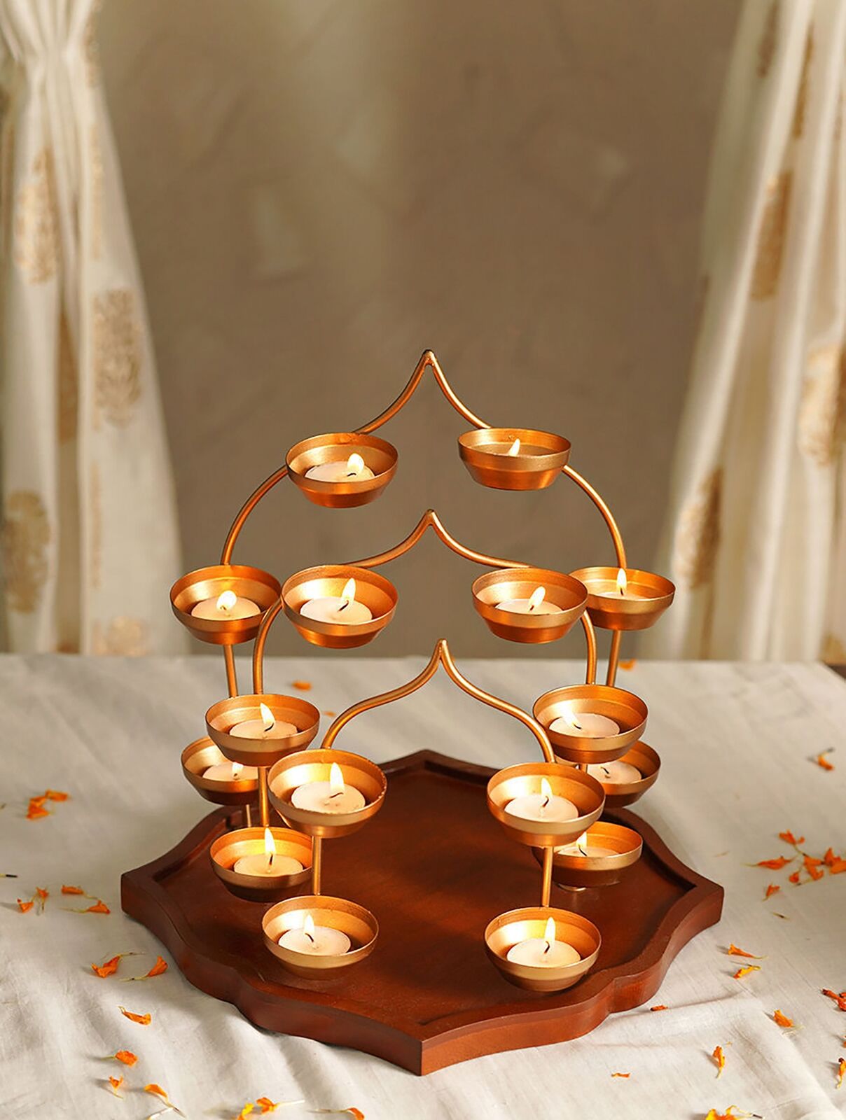 Jaypore Home Decor Antique Gold Diya_Candle Stand