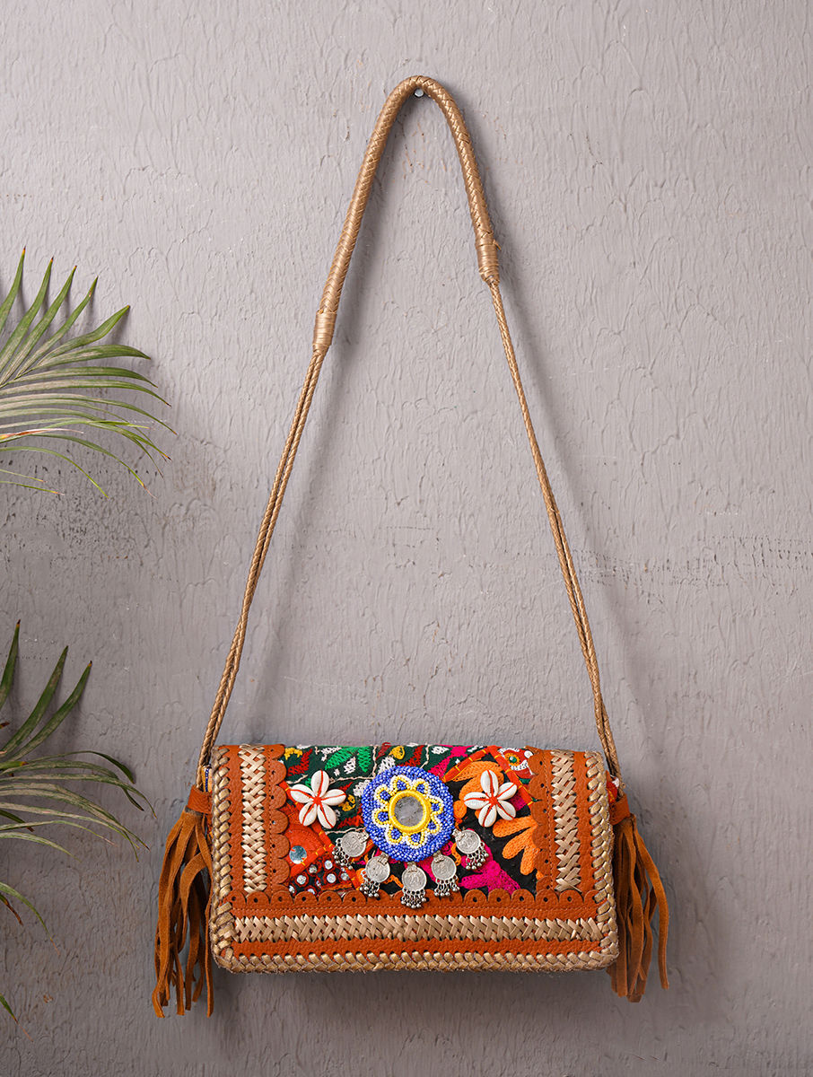 Jaypore Women Multicolored Vintage Rabari Genuine Leather Sling Bag