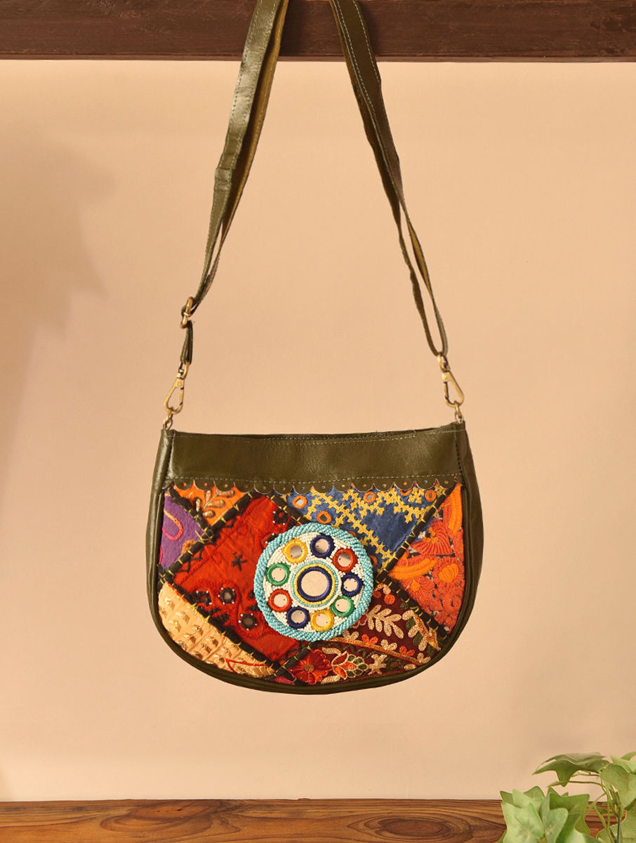 Jaypore Women Multicolored Vintage Rabari Genuine Leather Sling Bag