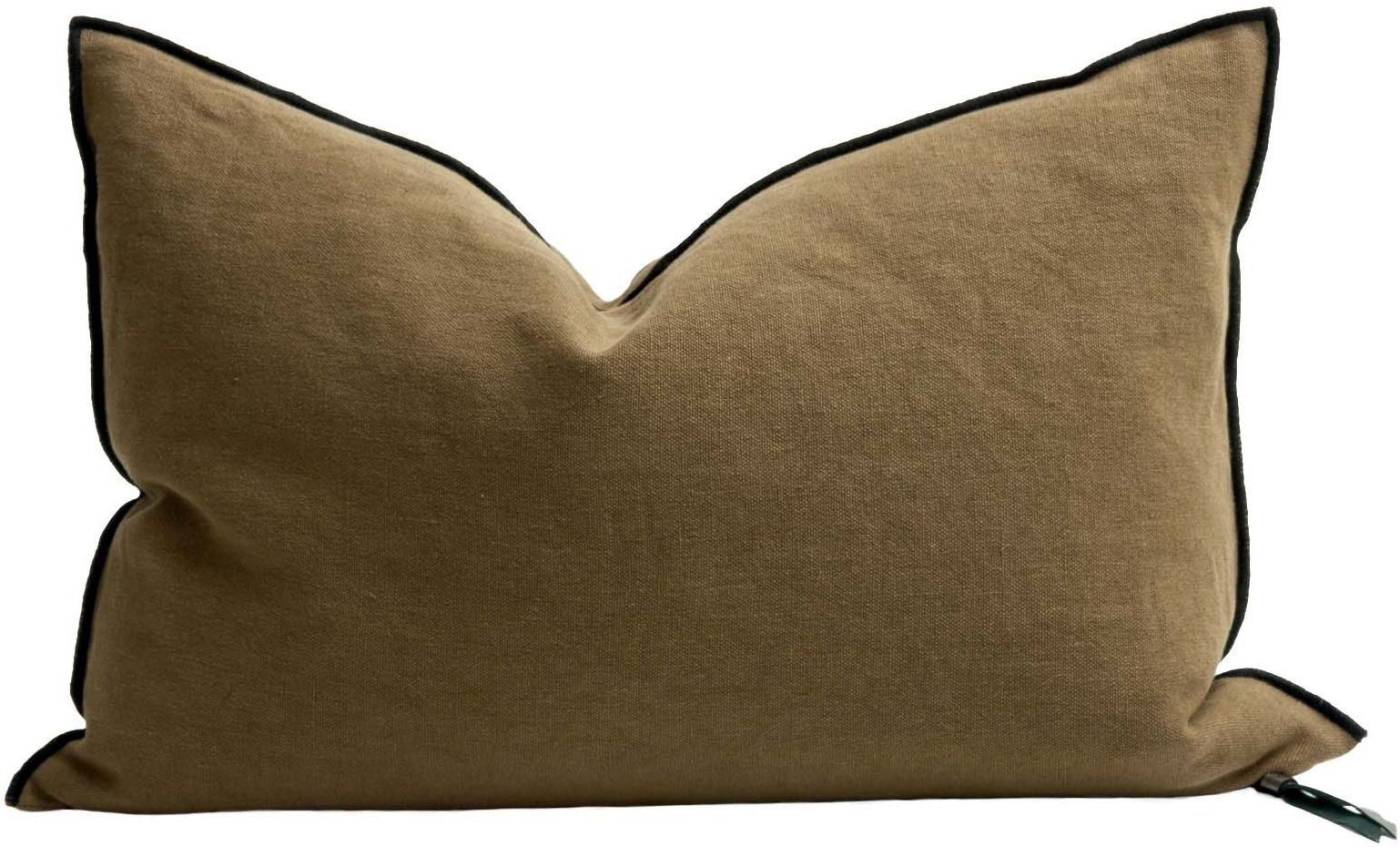 Maison de Vacances Vice Versa Black Line Stonewashed Linen Cushion Bronze 30x50 unisex