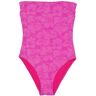 Caro luna Cayetana Jacquard Flowers 1-Piece Swimsuit Pink S Women