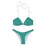 Caro luna Ella Textured Stripes 2-Piece Swimsuit Turquoise S Women