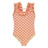Beachlife 1-piece swimsuit with shell flounces Red 2/4 years Girl