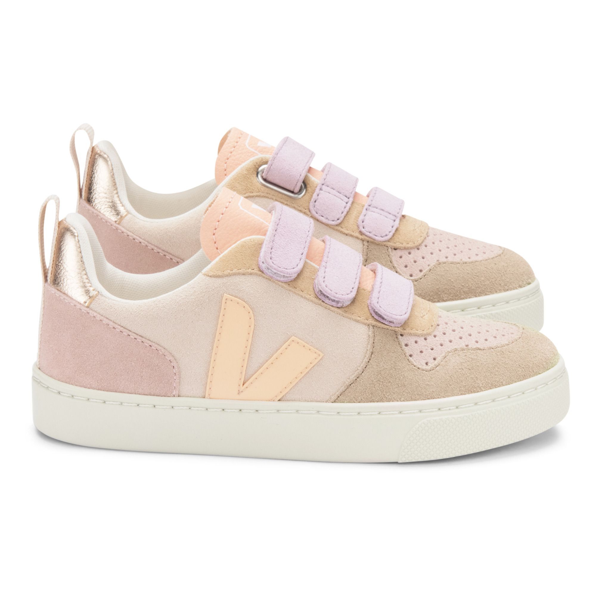 Veja V-10 Suede Velcro Sneakers Pale pink 26EU Girl