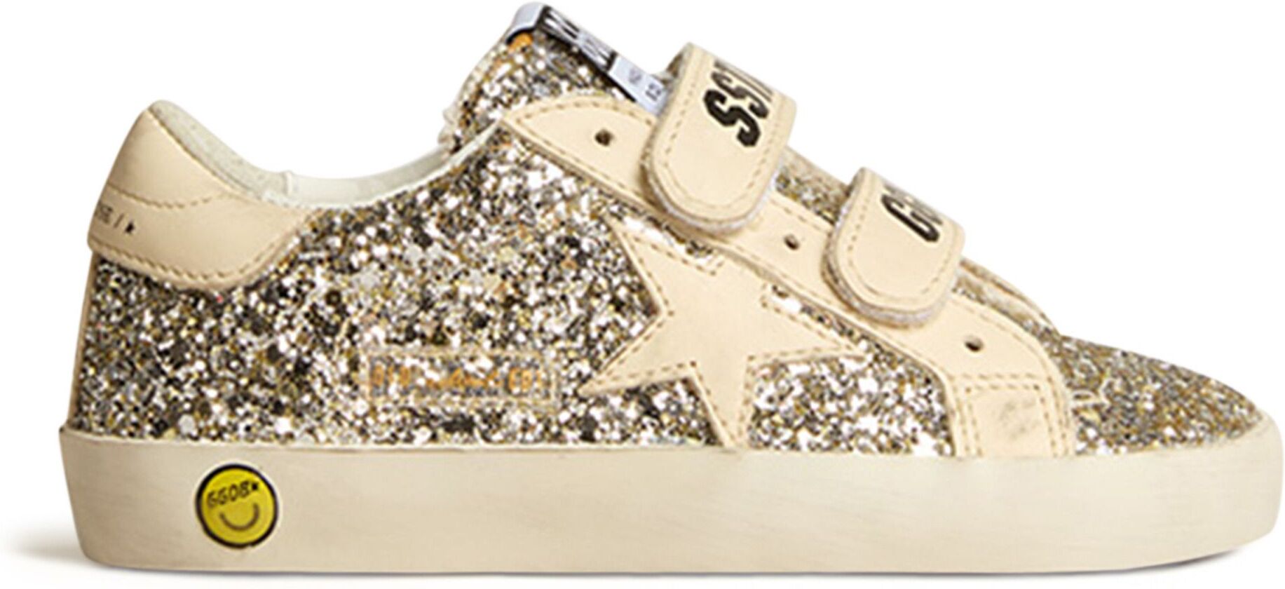 Golden Goose Old School Signature Glitter Velcro Sneakers Silver 22EU Girl