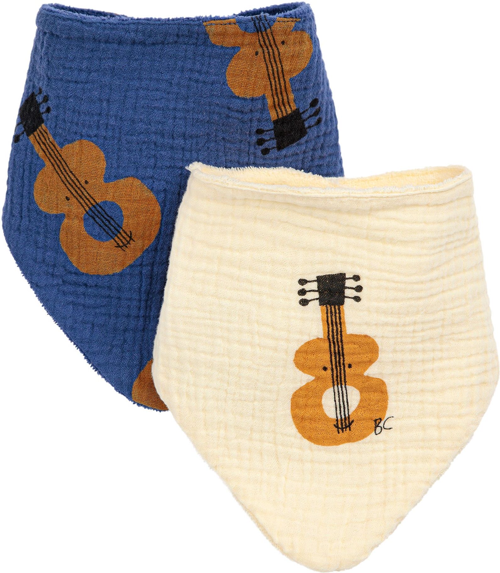 Bobo Choses Set of 2 Organic Cotton Guitars Bibs Blue one size unisex