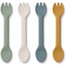 Liewood Jan 2-in-1 Silicone Cutlery - Set of 4 Faune green multi mix one size unisex