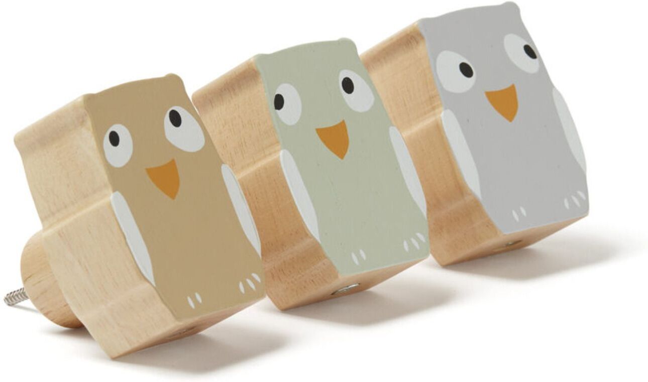 Kid's Concept Wooden Owl Coat Hooks - Set of 3 Multicoloured one size unisex