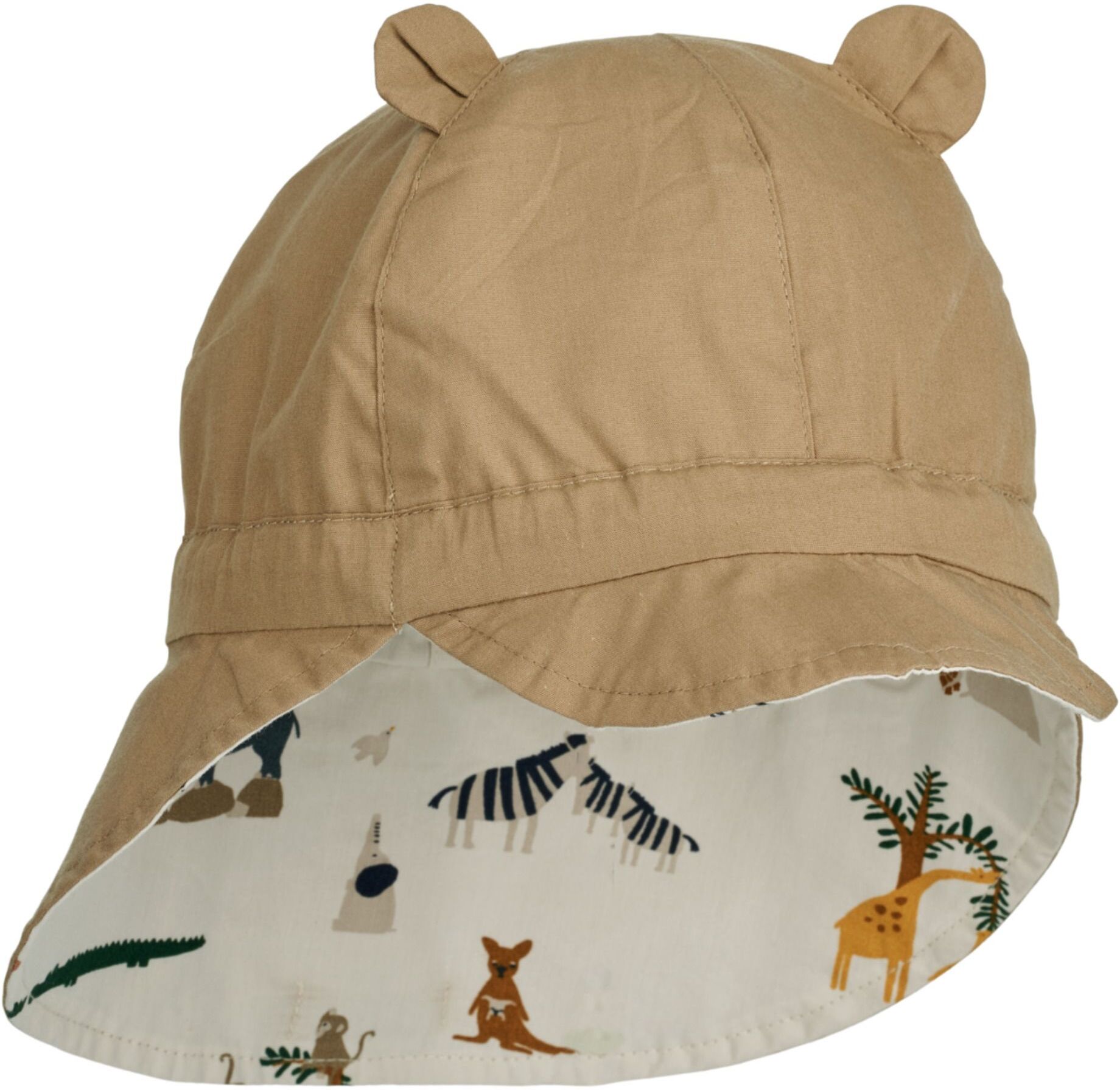 Liewood Gorm Organic Cotton Reversible Baby Hat Camel 9/12 months Girl