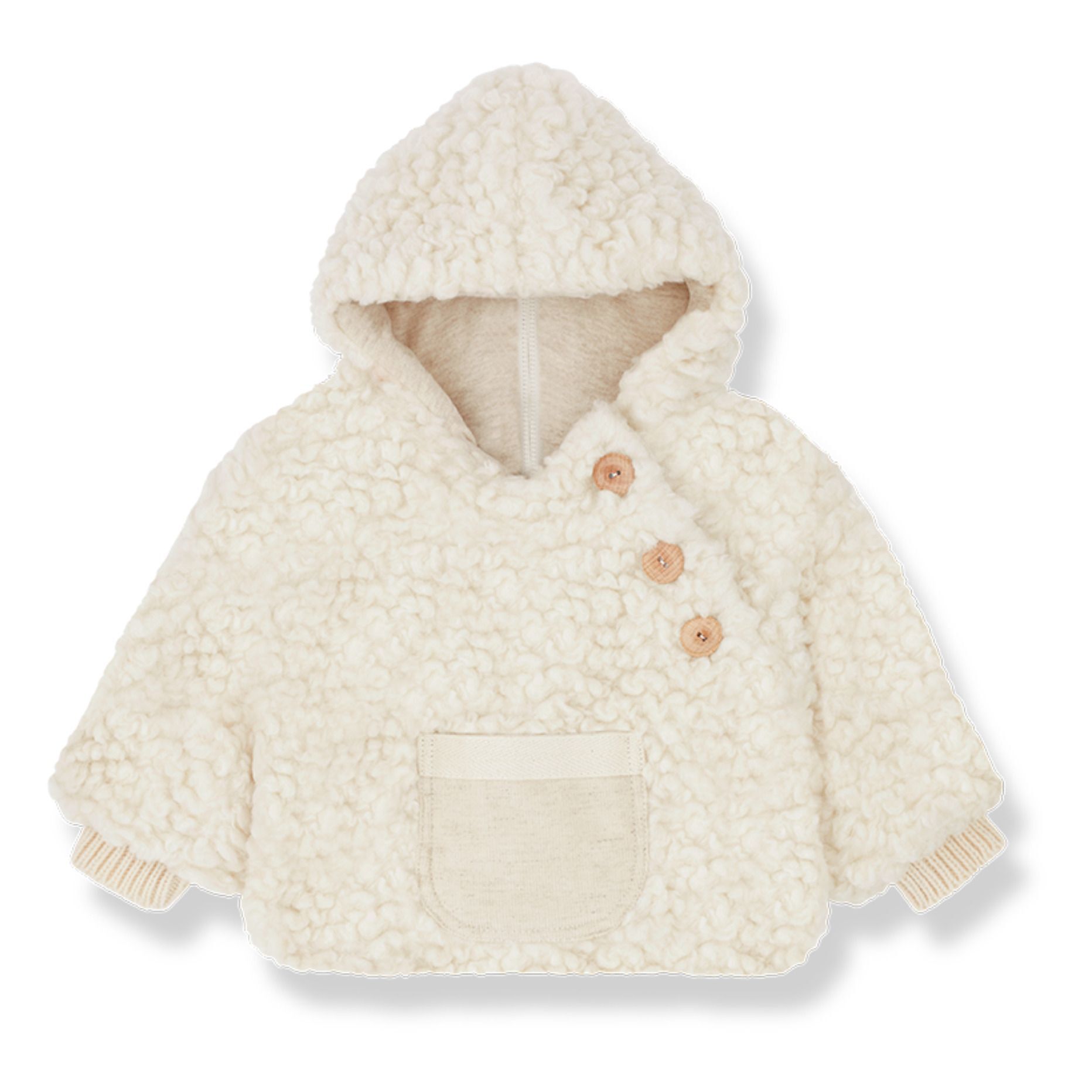 1+ in the family Pascale Hooded Coat Ecru 3 months Girl