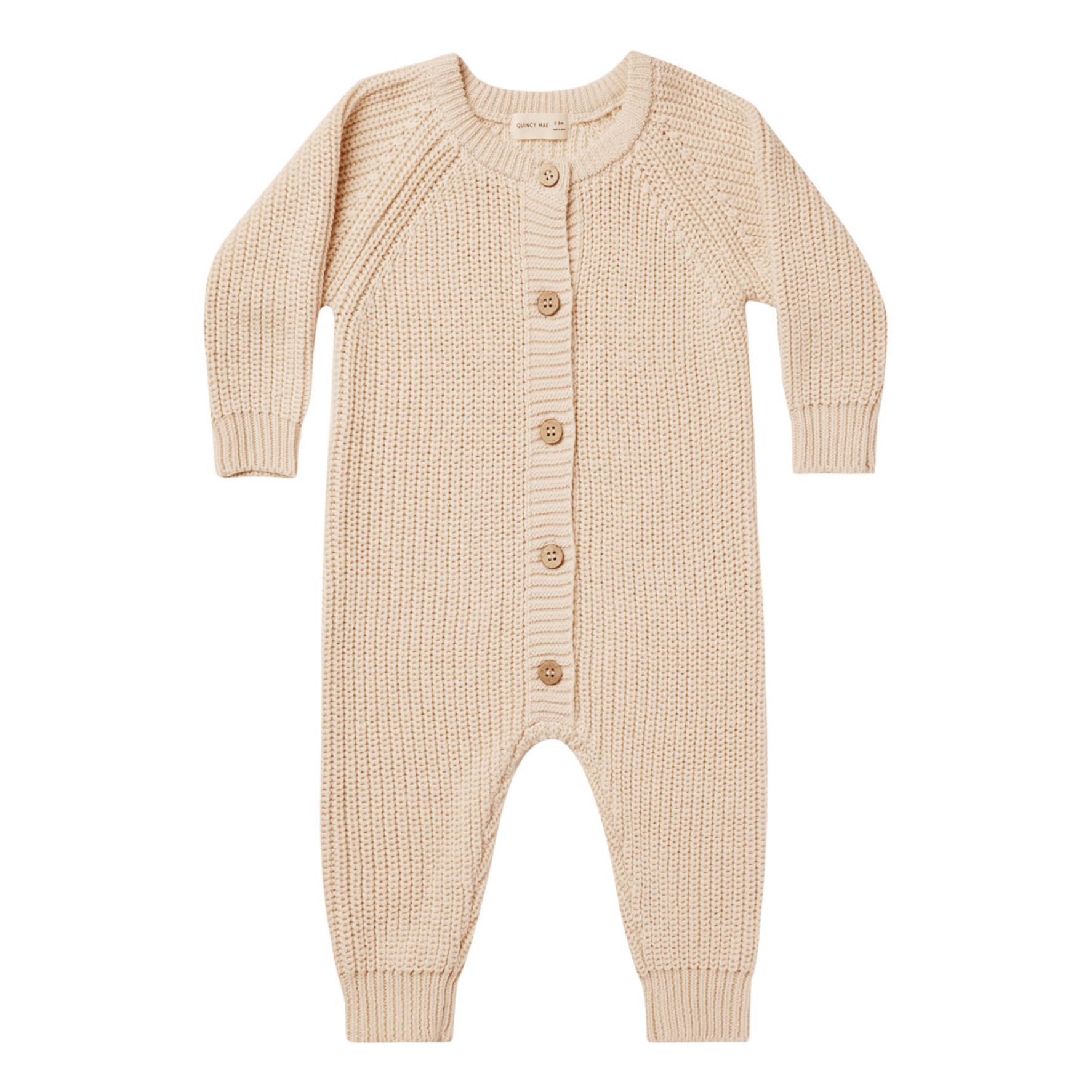 Quincy Mae Organic Cotton Chunky Knit Jumpsuit Pale pink 18/24 months Girl