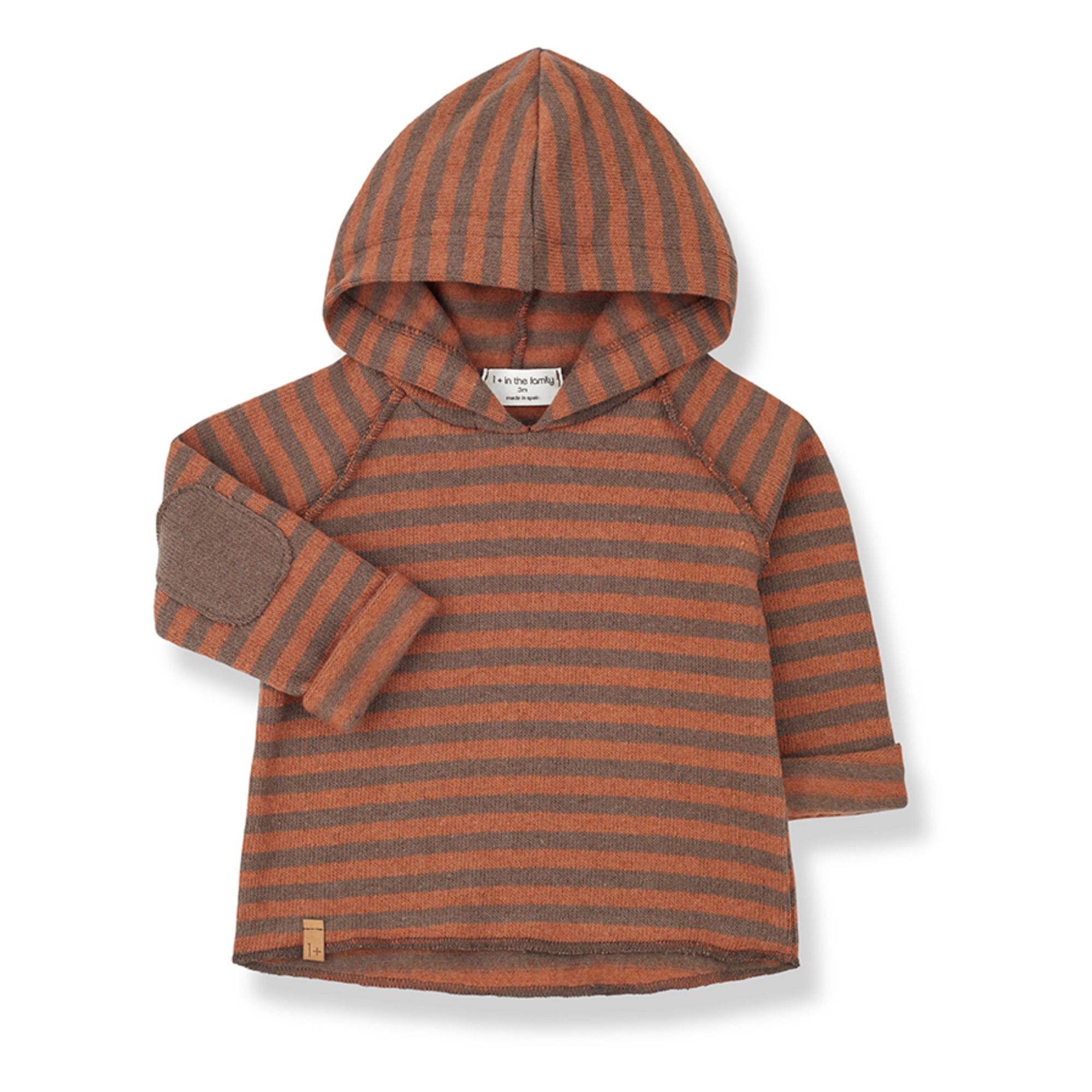 1+ in the family Leandre Striped Recycled Material Hoody Brown 6 months Girl