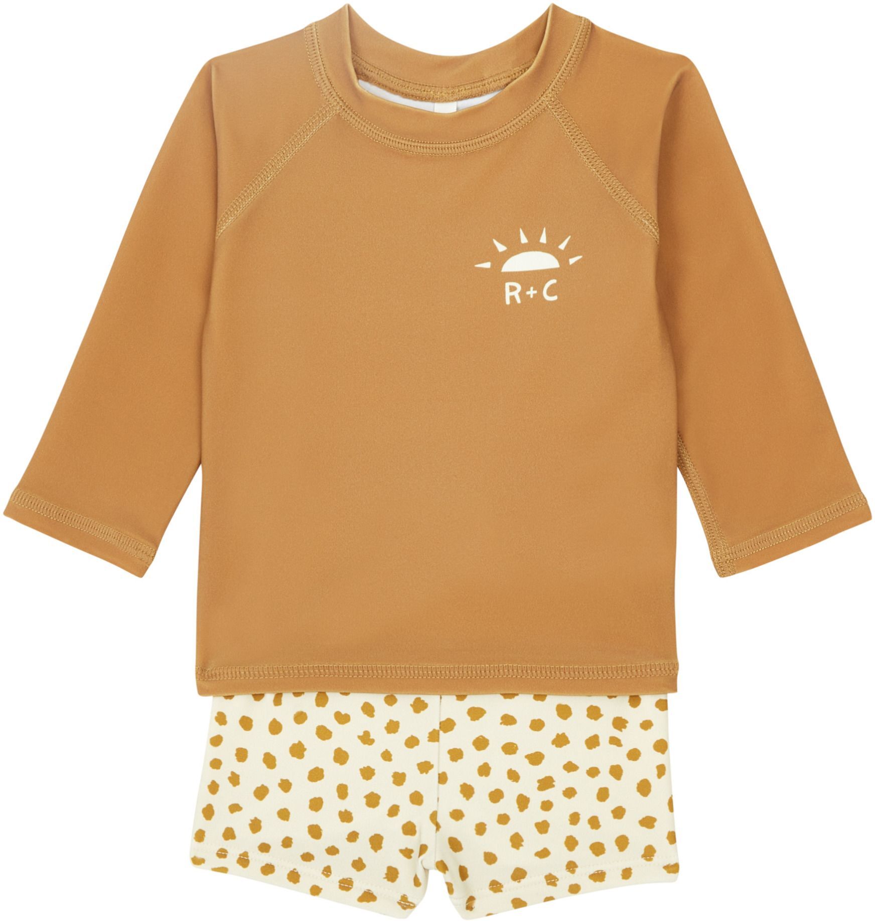 Rylee + Cru Printed Anti-UV T-Shirt + Shorts Camel 0/3 months Boy