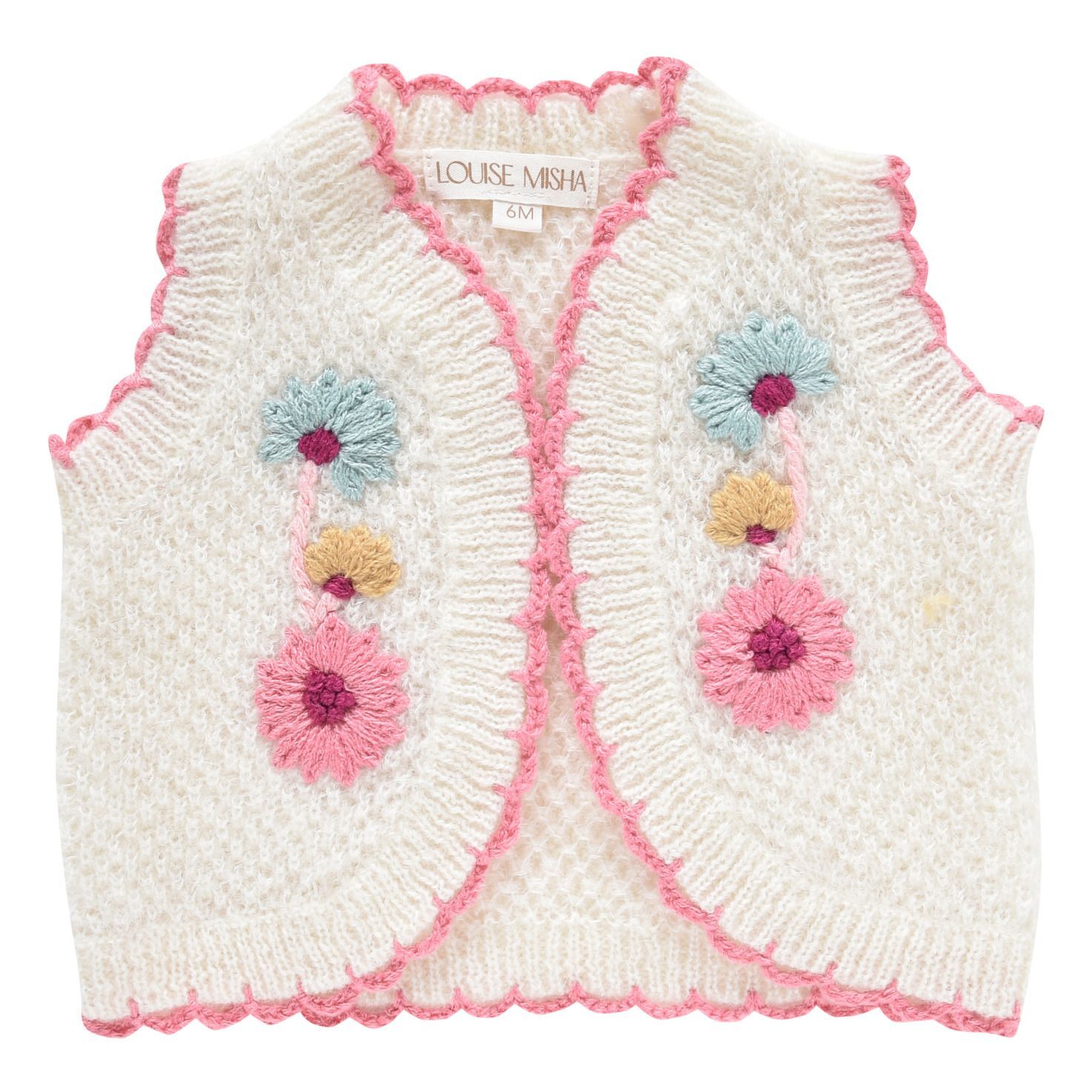 Louise Misha Sylna Baby's Hand-Embroidered Vest Ecru 18 months Girl