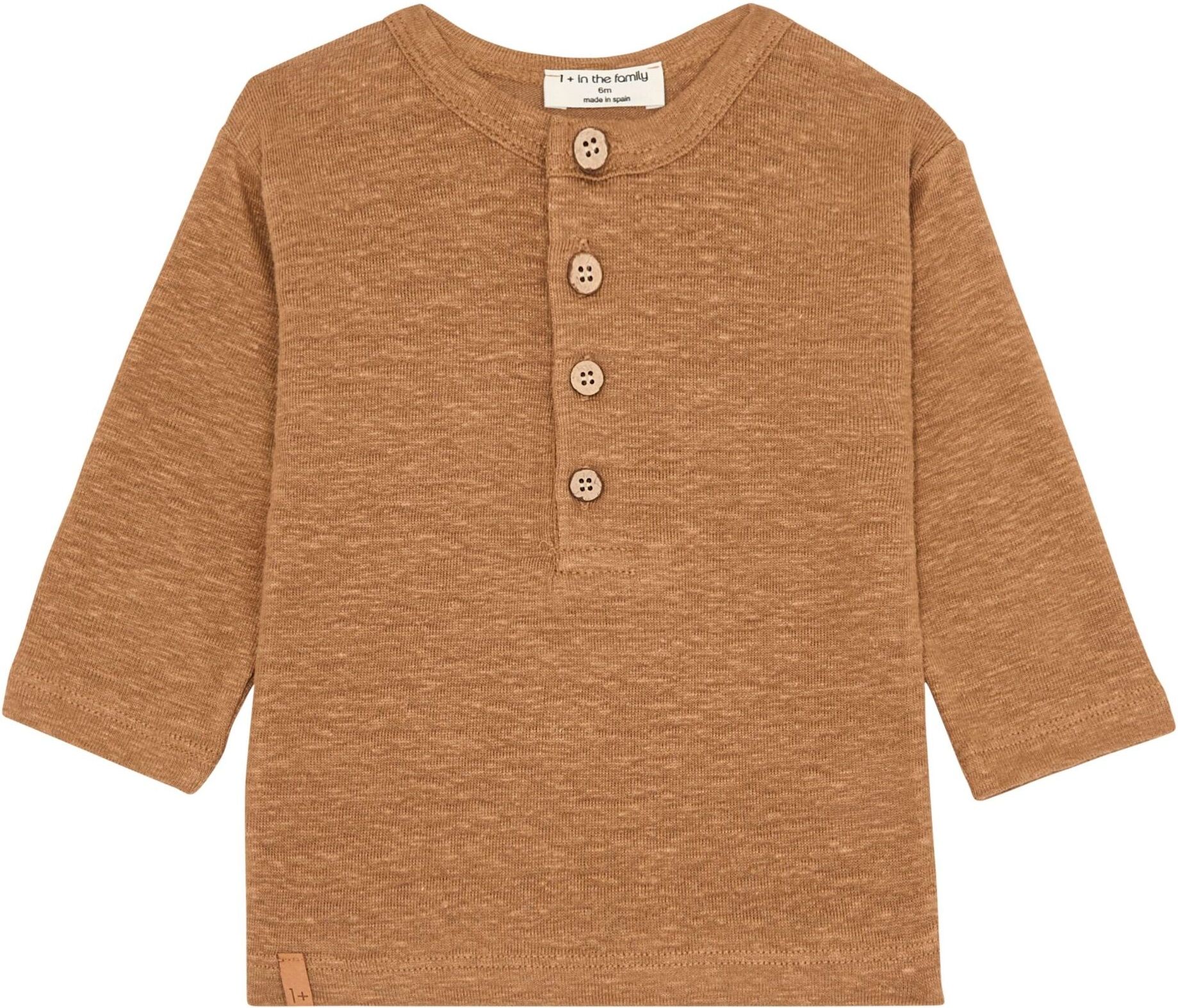 1+ in the family Beto Long Sleeve Linen T-Shirt Camel 3 months Girl