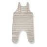 1+ in the family Striped recycled fabric dungarees Francois Ecru 9 months Girl