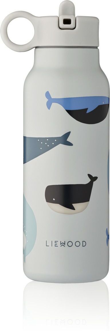 Liewood Falk stainless steel water bottle - 350 ml Whales/Cloud blue one size unisex