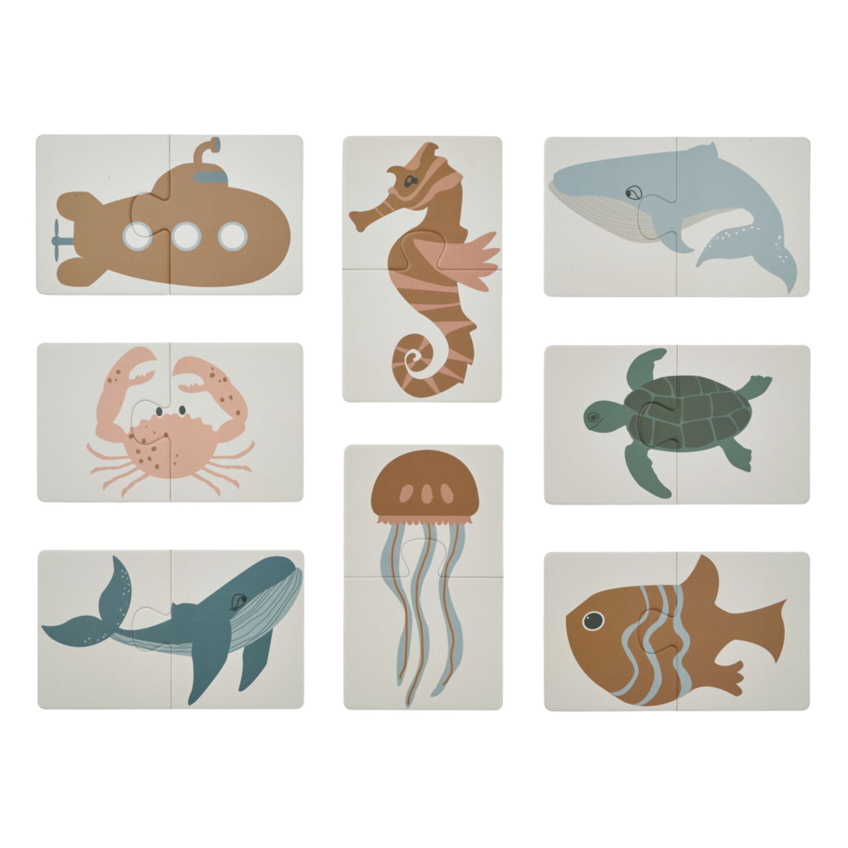 Liewood Bret puzzle - set of 8 Sea creature/Sandy one size unisex