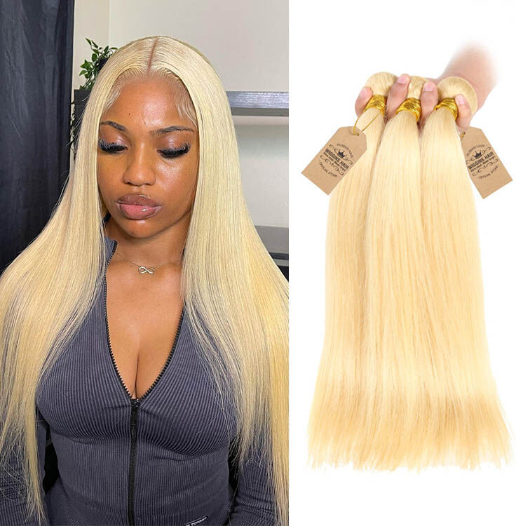 Wiggins Hair Brazilian Human Virgin Hair Pure 613 Blonde Straight 3 Bundles