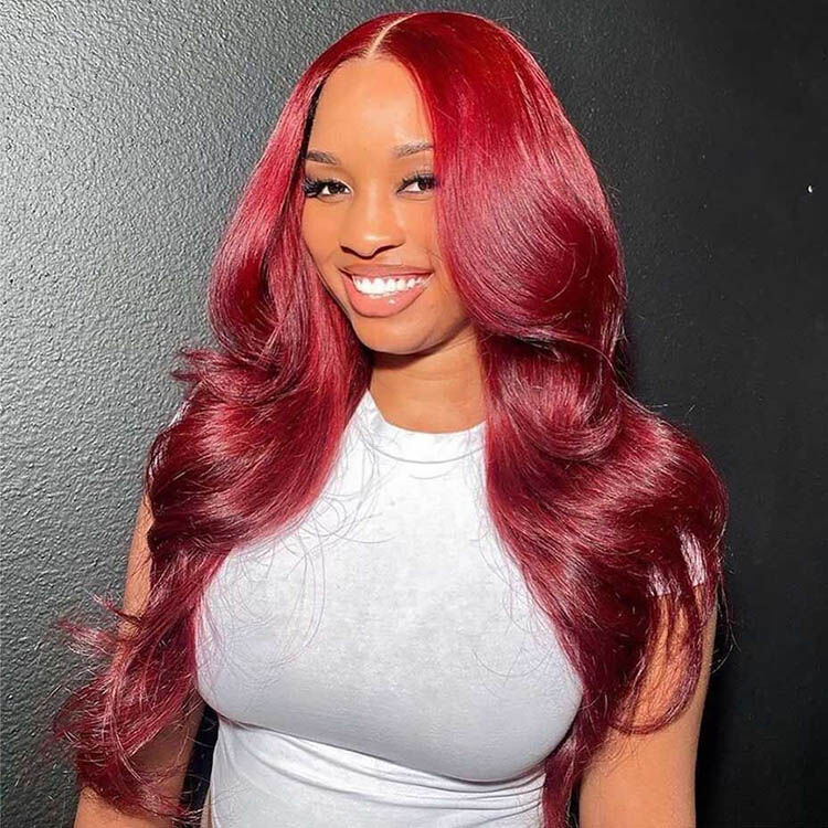 Wiggins Hair 99J Burgundy Wigs 5x5 Lace Closure Wigs Human Hair With Baby Hair