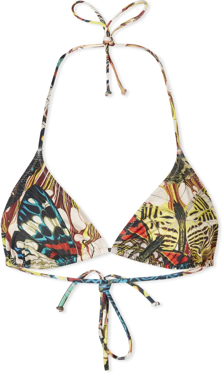 Jean Paul Gaultier Women's Butterfly Print Bikini Top in Yellow/Multi, Size X-Large