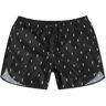 Neil Barrett Men's All Over Micro Bolt Swim Shorts in Black/White, Size Large