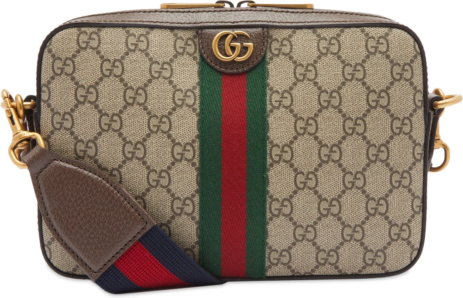 Gucci Men's Ophidia GG Monogram Camera Bag in Beige