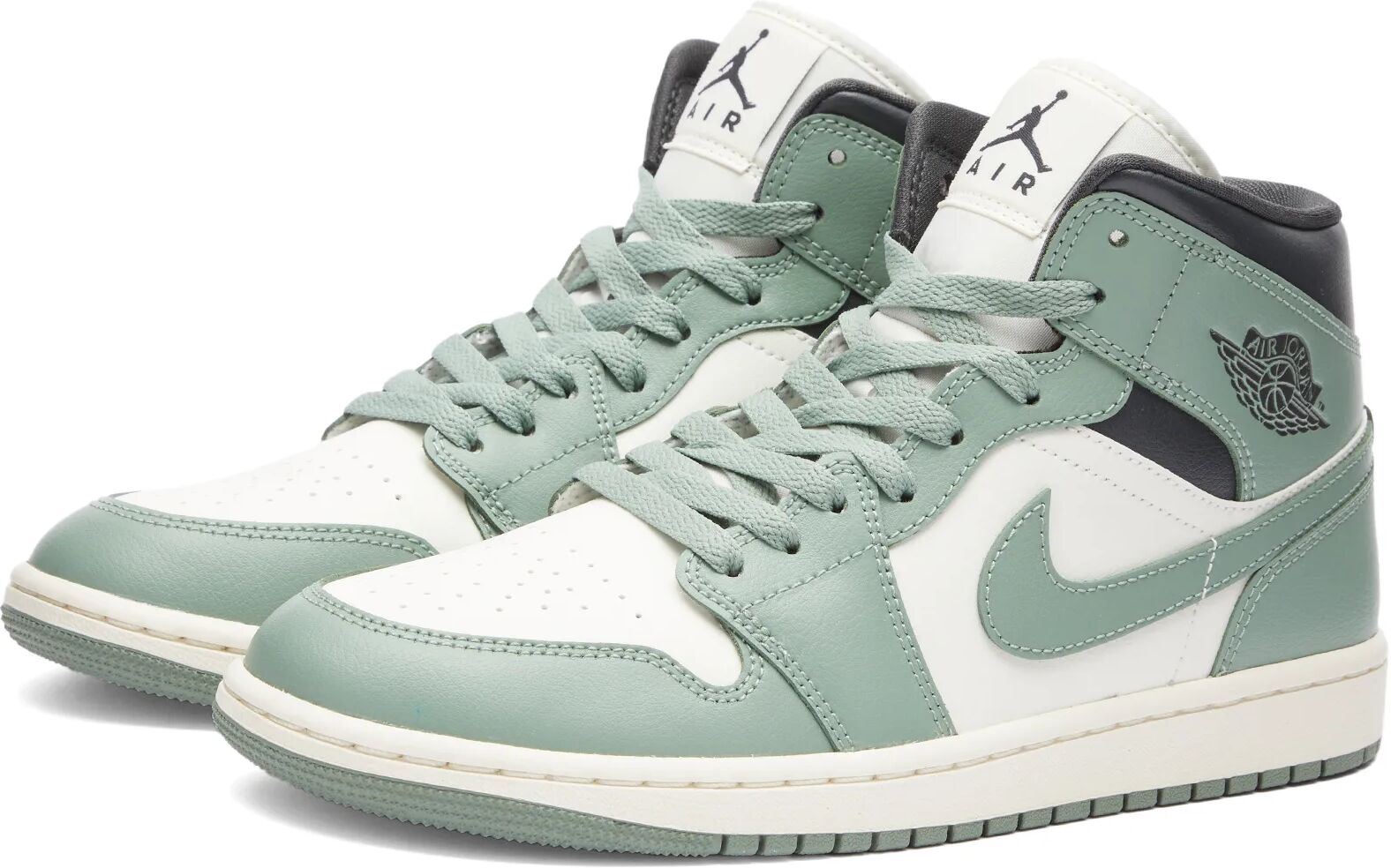 Air Jordan Women's W 1 MID Sneakers in Sail/Jade/Anthracite, Size UK 6