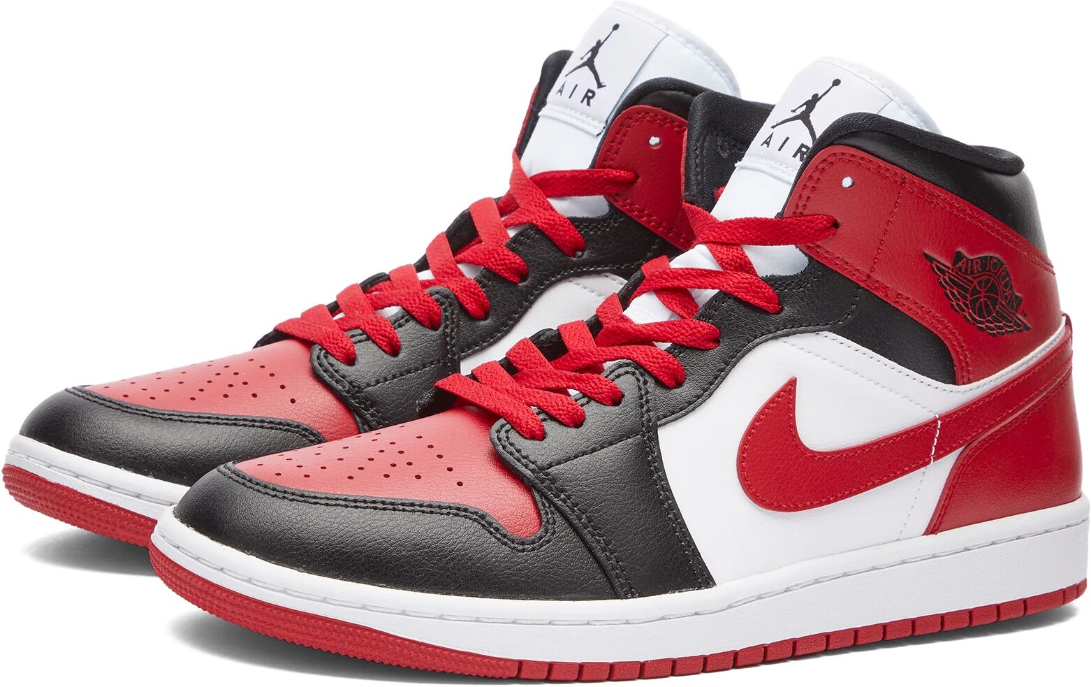 Air Jordan Women's W 1 MID Sneakers in Black/Gym Red/White, Size UK 6