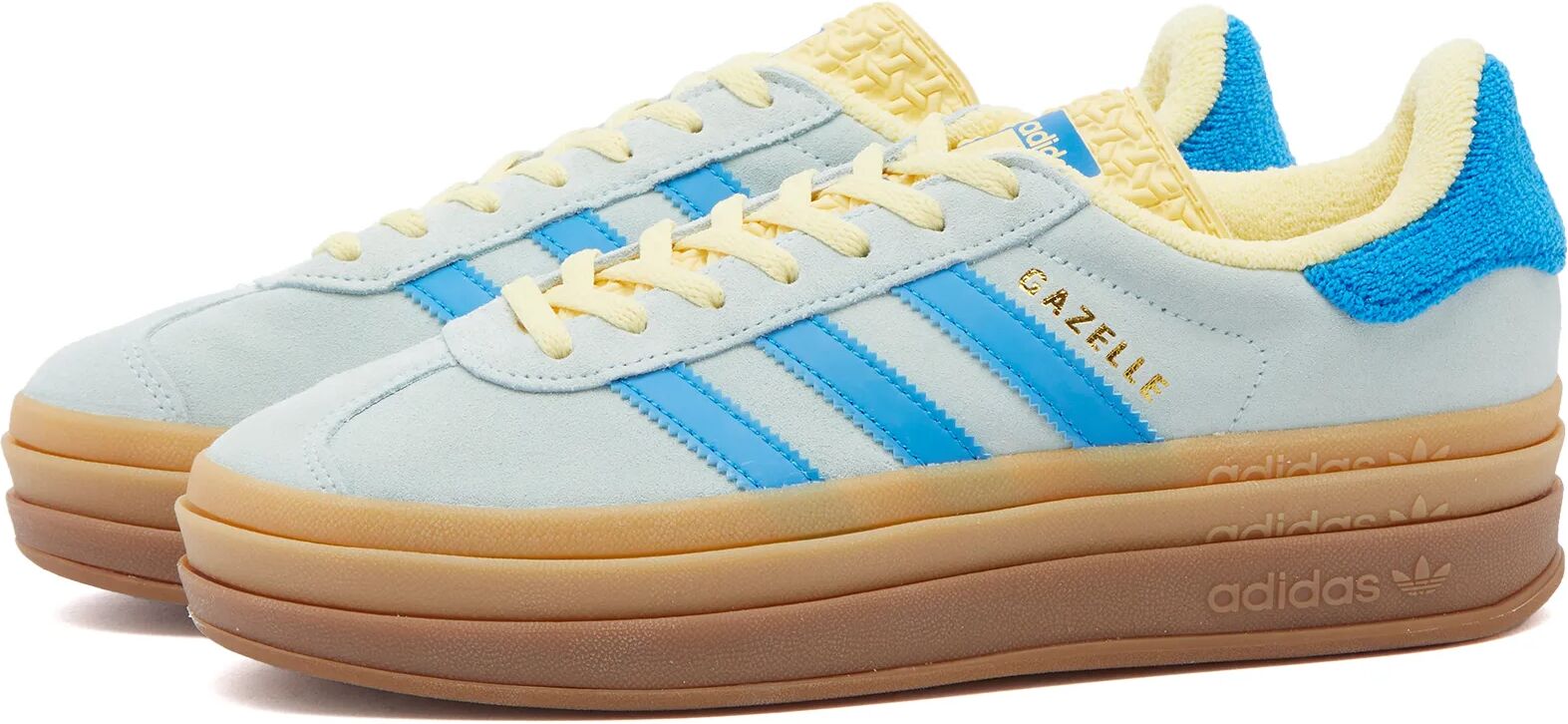 Adidas Women's GAZELLE BOLD W Sneakers in Almost Blue/Bright Blue/Almost Yellow, Size UK 6.5