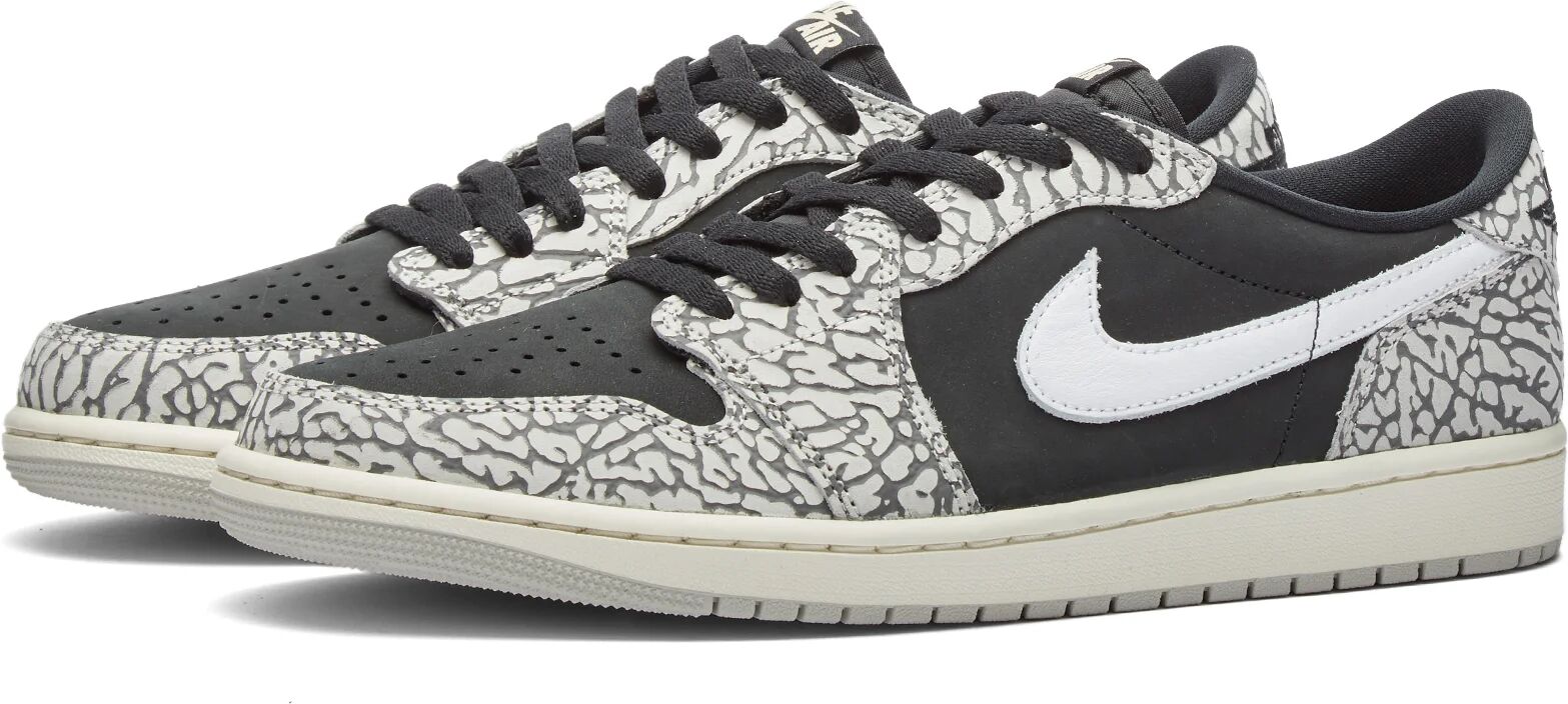 Air Jordan Women's 1 Low OG Sneakers in Black/Muslin/Grey/White, Size UK 6