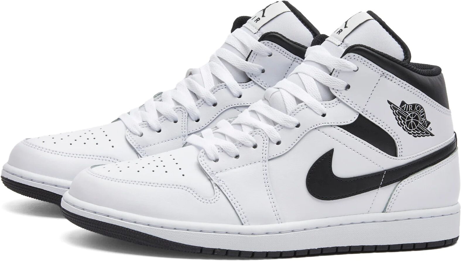 Air Jordan Men's 1 MID Sneakers in White/Black, Size UK 12