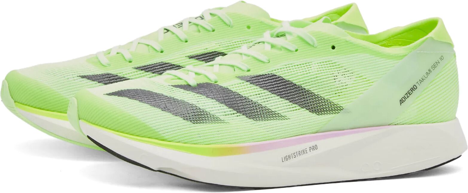 Adidas Running Men's Adidas Adizero Takumi Sen 10 Sneakers in Green Spark/Aurora/Lucid Lemon, Size UK 9