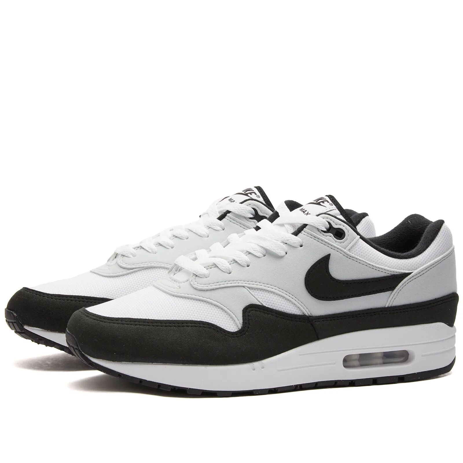 Nike Men's AIR MAX 1 Sneakers in White/Black/Pure Platinum, Size UK 10.5