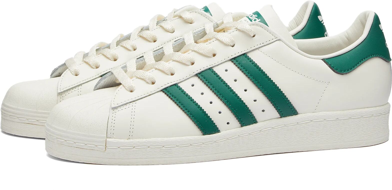 Adidas Men's Superstar 82 Sneakers in White/Dark Green, Size UK 7.5