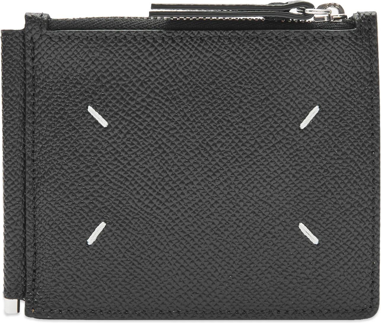 Maison Margiela Men's Grained Leather Money Clip Wallet in Black