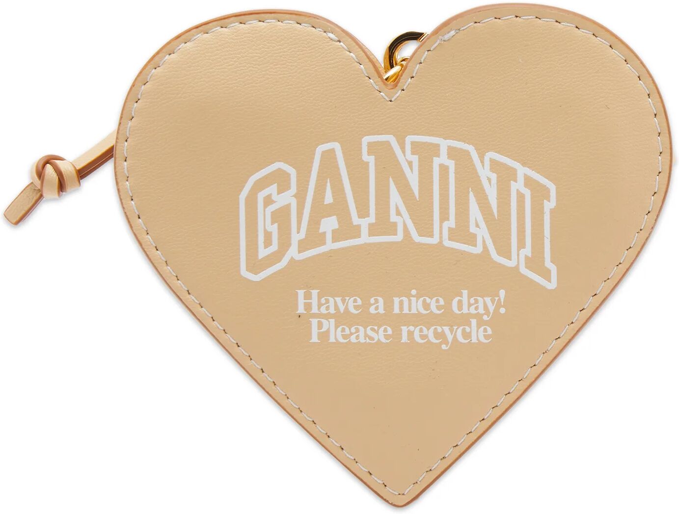 GANNI Women's Funny Heart Zip Coin Purse in Buttercream