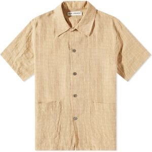 Our Legacy Men's Elder Pocket Short Sleeve Shirt in Oat Texan Pinstripe, Size Medium