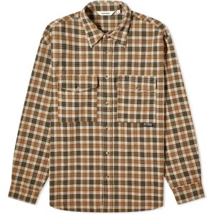 Uniform Bridge Men's Pocket Check Shirt in Beige, Size X-Large