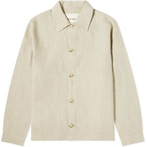 Bram's Fruit Men's Linen Overshirt in Beige, Size X-Large