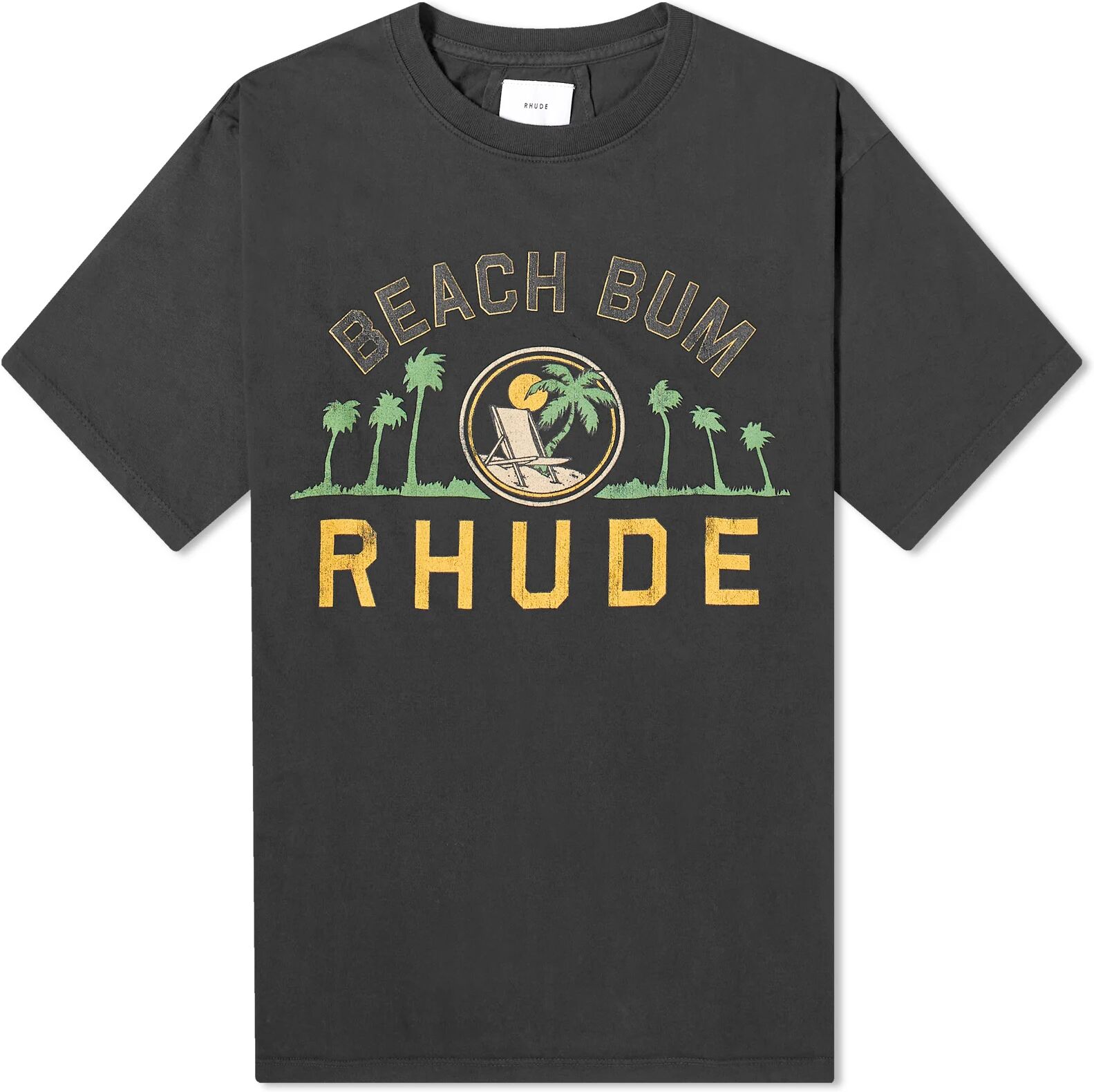 Rhude Men's Palmera T-Shirt in Vtg Black, Size Small