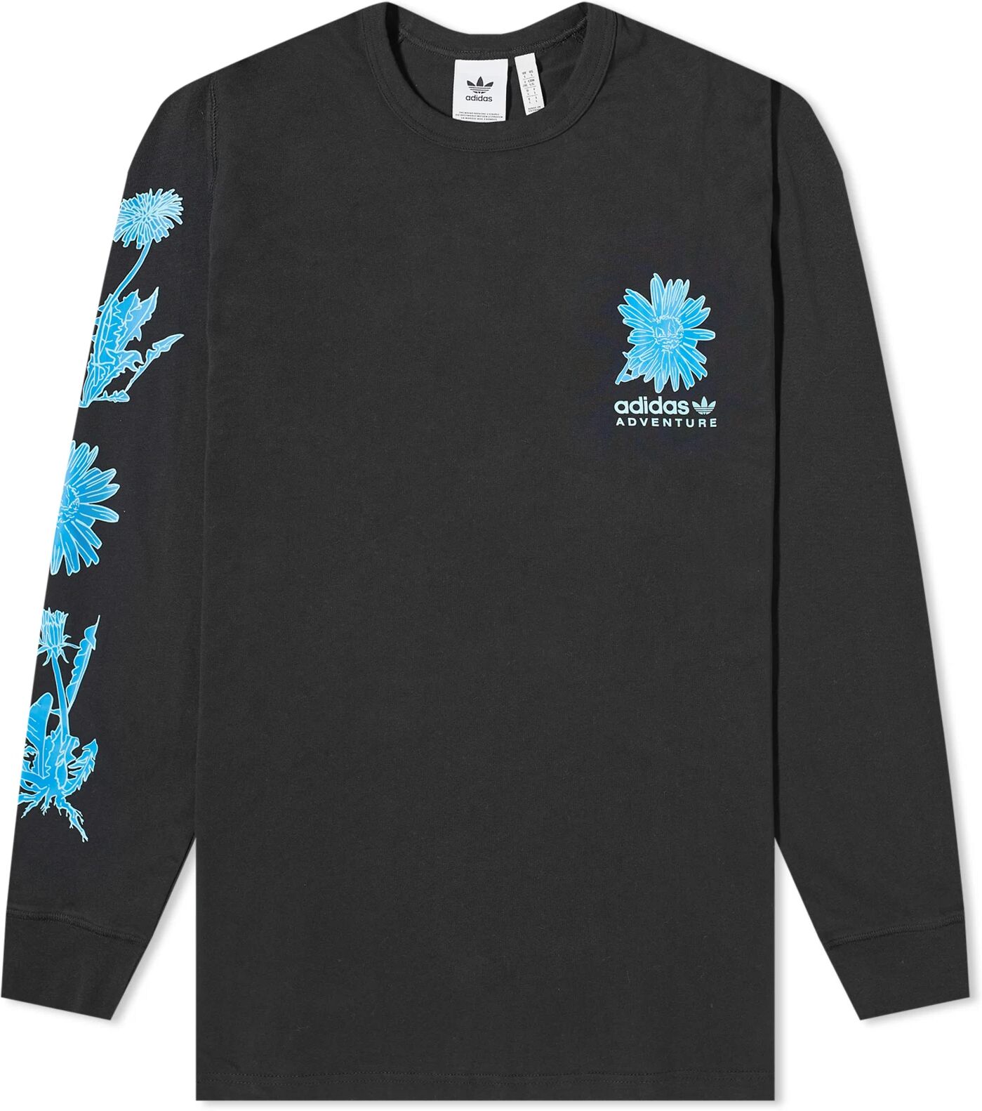 Adidas Men's Long Sleeve Adventure Floral T-Shirt in Black, Size Small