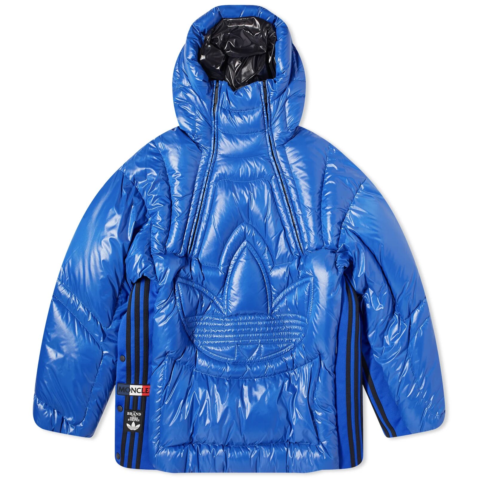 Moncler Men's x adidas Originals Chambery Trefoil Down Jacket in Blue, Size Medium