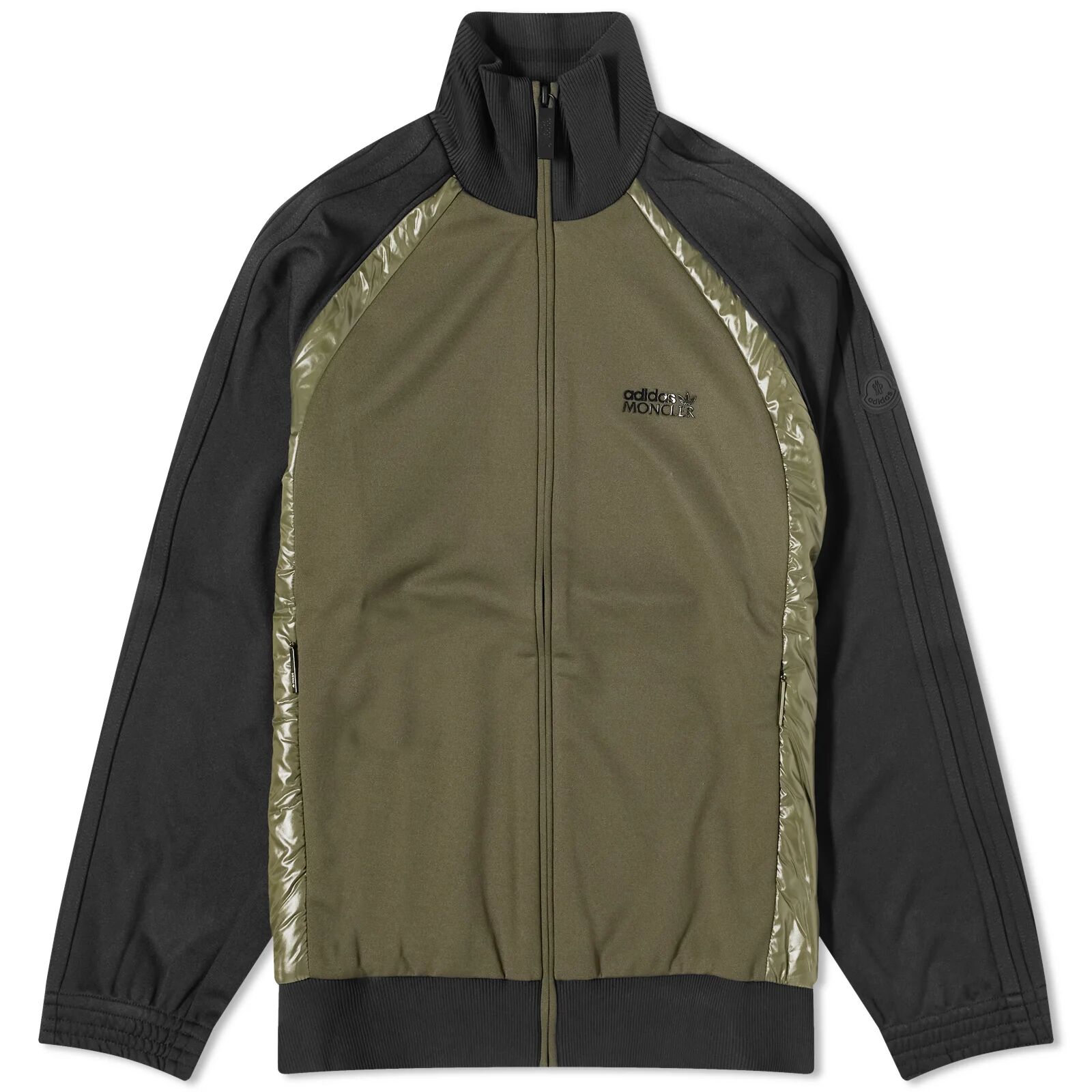 Moncler Men's x adidas Originals Zip Up Knit Track Jacket in Black/Olive, Size Large